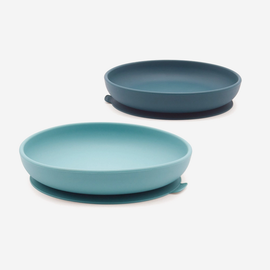Bambino Silikon-Saugplatte - 2er-Pack Blau Abgrund / Lagune