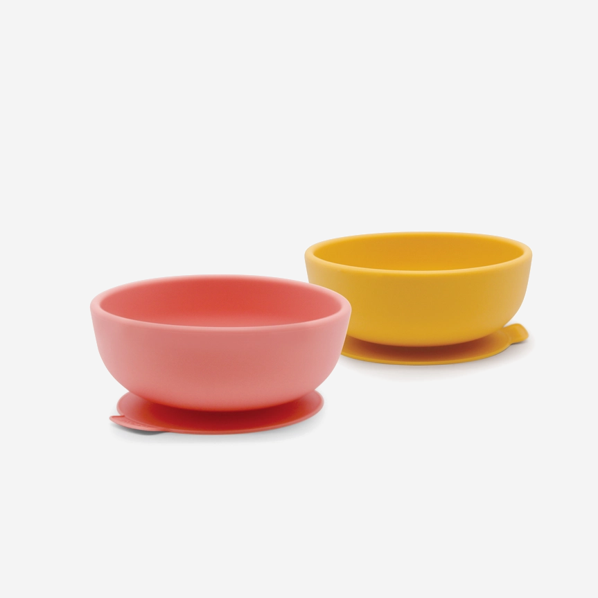 Bambino Silikon-Saugschale - 2er-Pack Koralle / Mimose