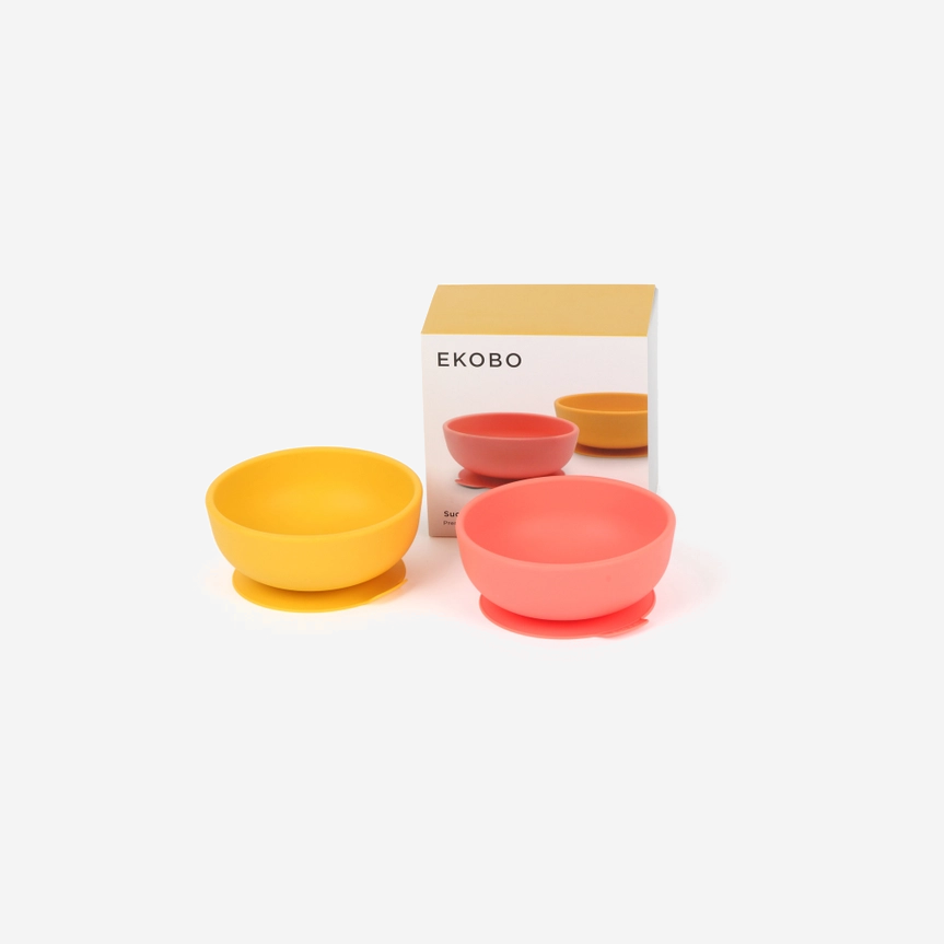 Bambino Silikon-Saugschale - 2er-Pack Koralle / Mimose