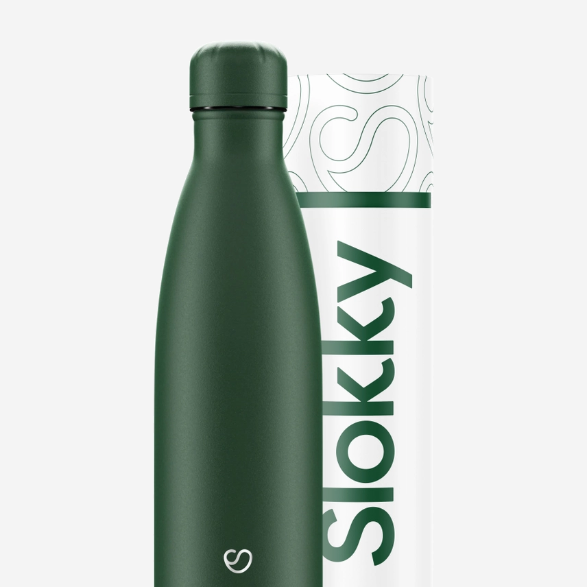 Thermosflasche Grün Matt mit Deckel – 500 ml