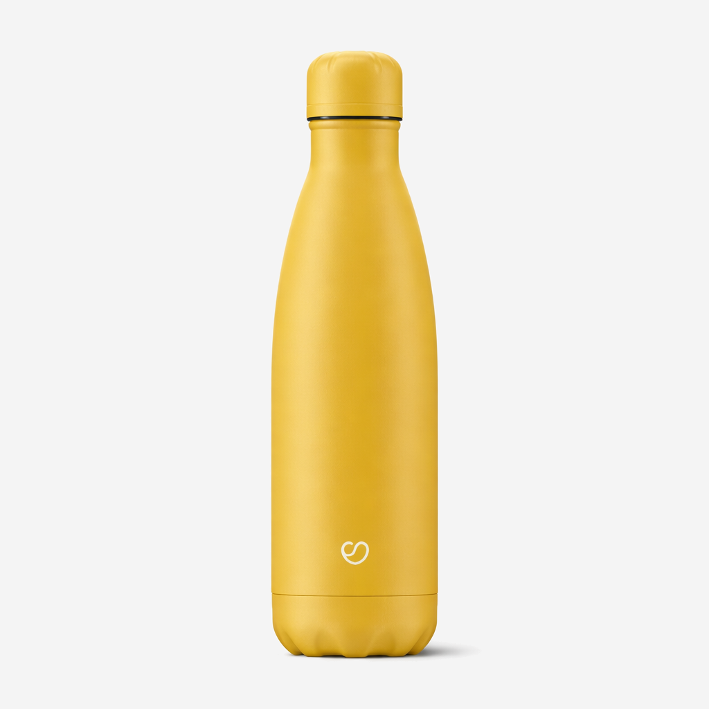 Thermosflasche Matt Gelb mit Deckel – 500 ml