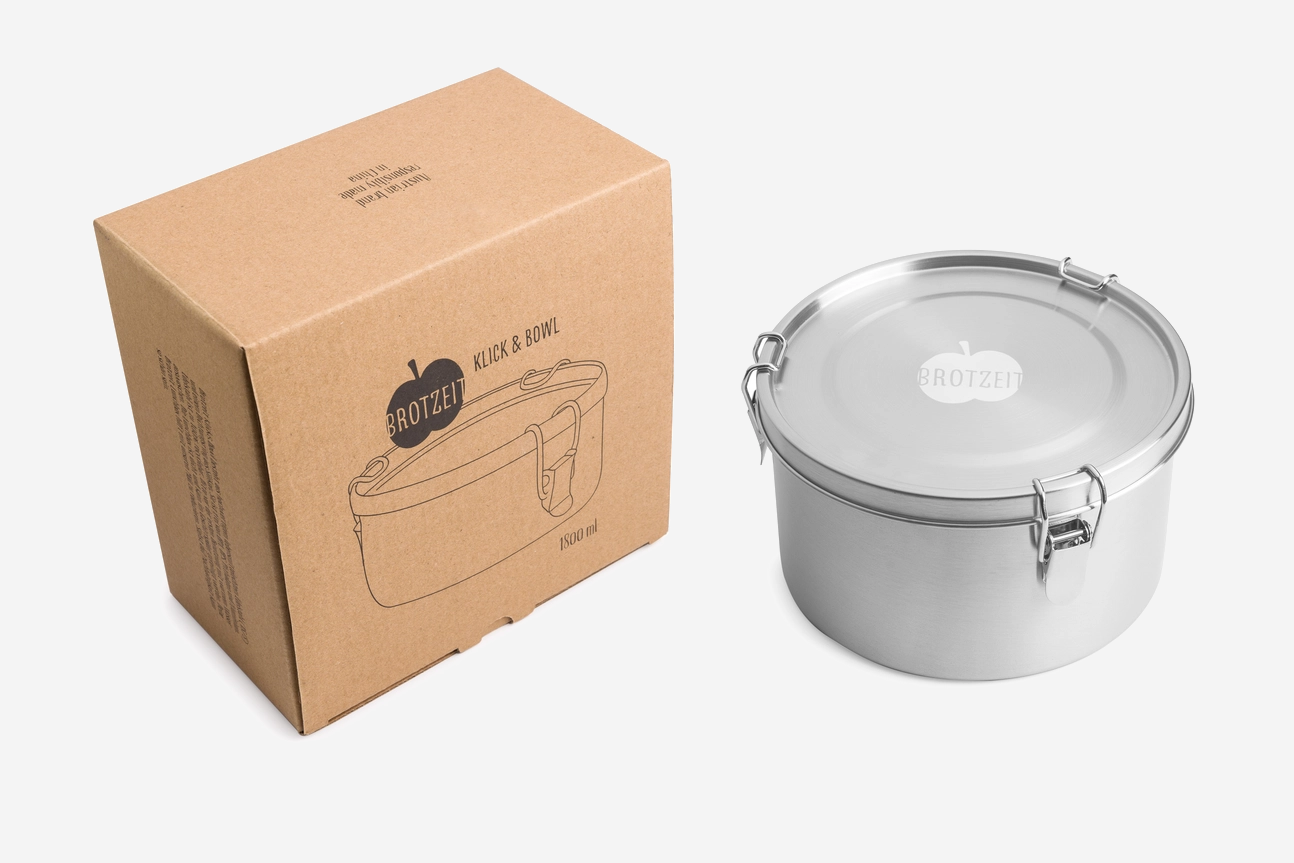 Brotzeit KLICK & BOWL dichte Brotdose 1,8l aus Edelstahl